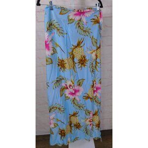 Tropical Hawaiian Sarong Wrap Blue Pink Floral Pineapple Coverup